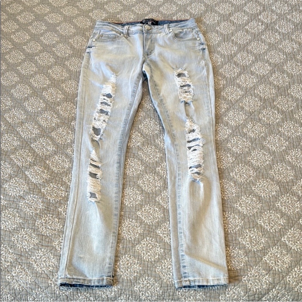 Boom Boom Distressed Skinny Denim Stretch Jeans
